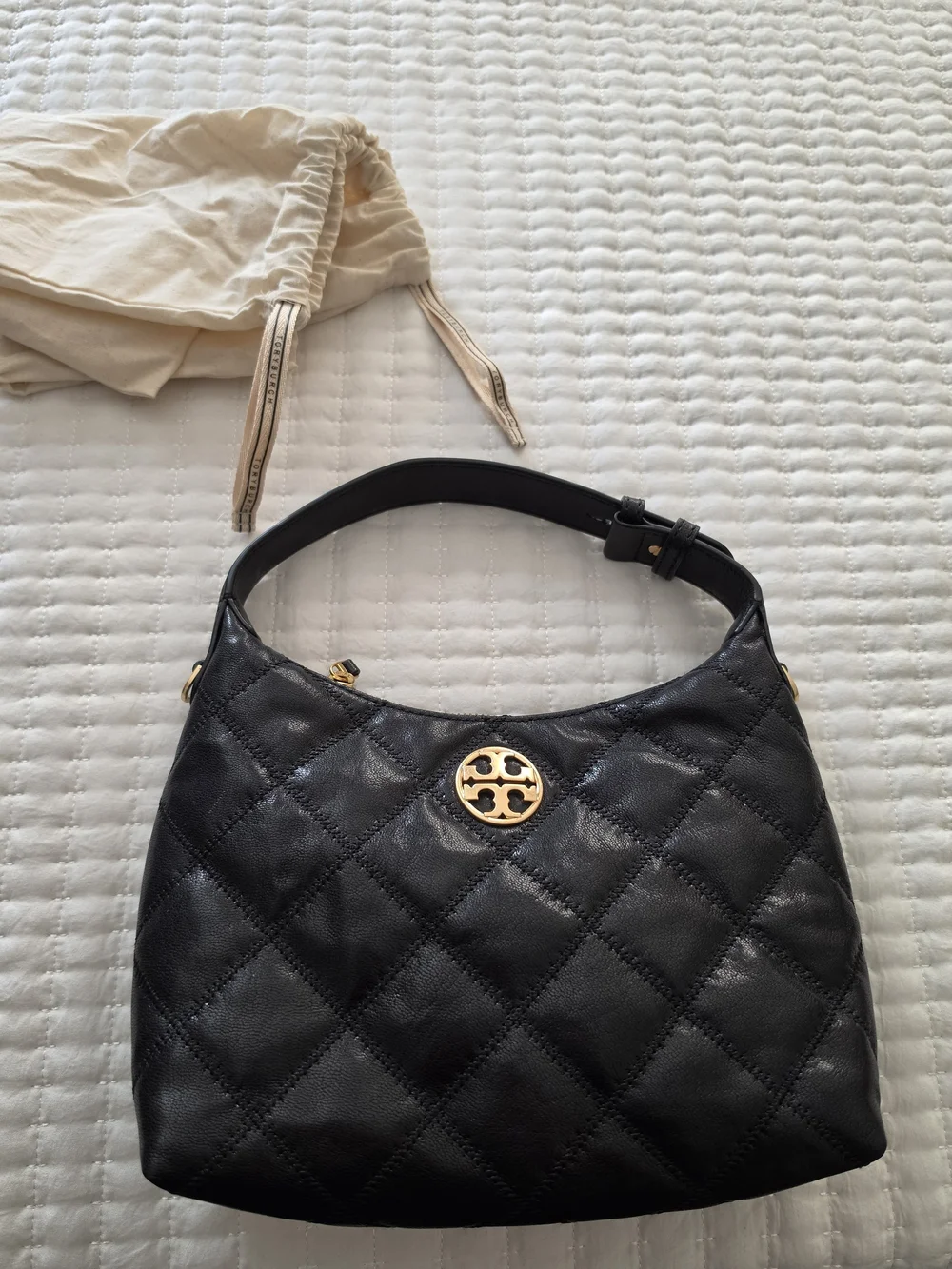 Tory Burch Willa Hobo Black Quilted Leather